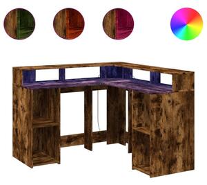 Biurko z podÅwietleniem LED, przydymiony dÄ b, 130x130x91 cm