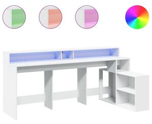 Biurko z podÅwietleniem LED, biaÅe, 200x104x91 cm