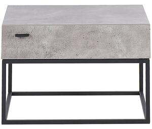 Szafka nocna stolik szary efekt betonu czarna metalowa baza szuflada Cario Beliani