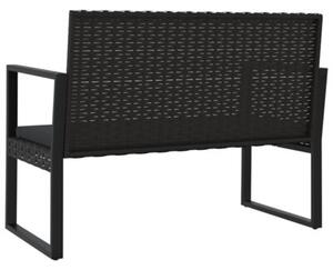 Ławka ogrodowa z poduszkami, czarna, 106 cm, polirattan