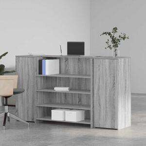 Biurko recepcyjne szare sonoma 180x50x103,5 cm drewno klejone