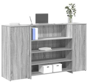 Biurko recepcyjne szare sonoma 180x50x103,5 cm drewno klejone