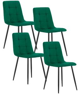 Komplet 4 szt ciemnozielonych krzeseł pikowanych P8-D39