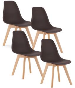 Komplet 4 brązowych krzeseł skandynawskich kawa T7-D53