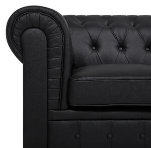 Nowoczesny duży fotel tapicerowany pikowany czarny Chesterfield Beliani