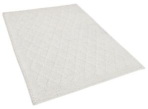 Prostokątny dywan 60x90cm do sypialni geometryczne przeszycia wełna biały Erzin Beliani