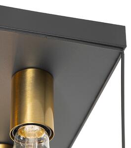 Minimalistyczna lampa sufitowa czarna ze złotym kwadratem 4-punktowym - Kodi Oswietlenie wewnetrzne