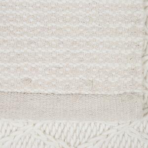 Prostokątny dywan 80x150cm do sypialni geometryczne przeszycia wełna biały Erzin Beliani