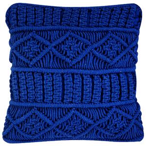 Boho poduszka dekoracyjna bawełniana 44 cm z wypełnieniem niebieska Karatas Beliani