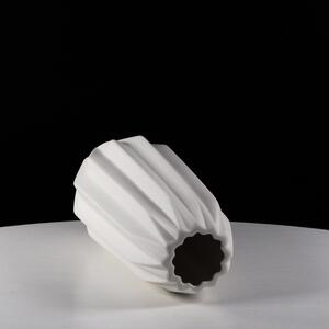 Biały Dekoracyjny Wazon Ceramiczny Ozdobny Karbowany Milano - 29cm