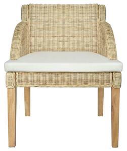 Krzesło stołowe z poduszką, naturalny rattan
