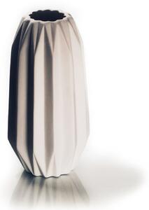 Biały Dekoracyjny Wazon Ceramiczny Ozdobny Karbowany Milano - 29cm