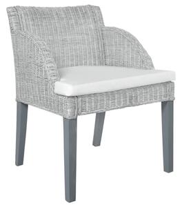 Krzesło stołowe z poduszką, szary naturalny rattan