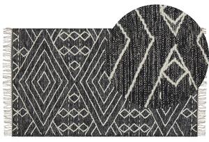Dywan bawełna wełna geometryczny wzór z frędzlami 80x150cm biały czarny Khenifra Beliani