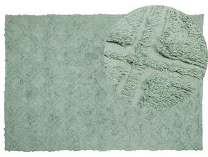 Dywan bawełniany włochaty boho wyszywany geometryczny wzór 140x200cm zielony Hatay Beliani