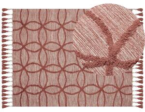 Dywan bawełniany wzór geometryczny 160 x 230 cm czerwony Kirsehir Beliani