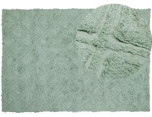 Dywan bawełniany włochaty boho wyszywany geometryczny wzór 160x230cm zielony Hatay Beliani