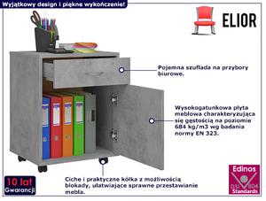 Nowoczesny kontenerek biurowy na kółkach szarość betonu - Torko 3X