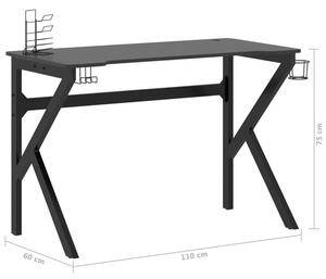 Czarne biurko gamingowe z uchwytami - Higo