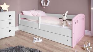Łóżko dla dziewczynki z materacem Nolia 3X 80x140 - pudrowy róż