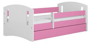 Łóżko dla dziewczynki z barierką Pinokio 3X 80x180 - różowe