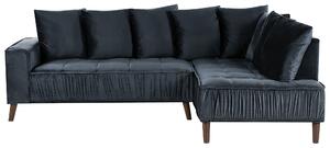 Welurowy narożnik lewostronny sofa z poduszkami czarna nowoczesna Grena Beliani