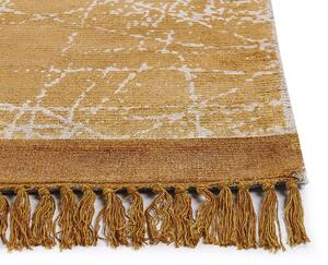 Nowoczesny dywan z wiskozy z frędzlami 160 x 230 cm pomarańczowy Hanli Beliani
