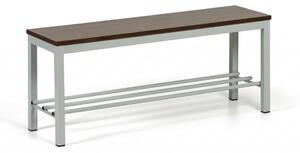 Ławka do szatni z półką na buty, siedzisko - laminat, długość 1000 mm, orzech