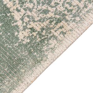 Vintage dywan z wiskozy z frędzlami 140 x 200 cm zielony z beżowym Akarsu Beliani