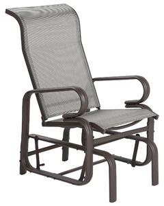 Krzesło ogrodowe bujane brązowe aluminium odporne na UV poliestrowe siedzisko Borgio Beliani