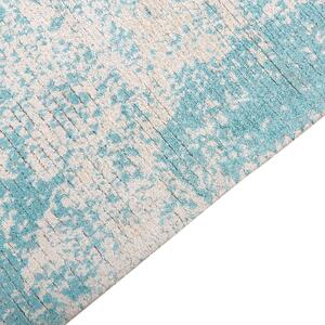 Vintage dywan z wiskozy z frędzlami 80 x 150 cm niebieski z beżowym Akarsu Beliani