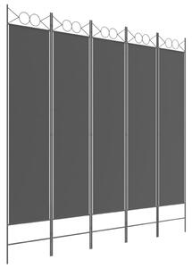 Parawan 5-panelowy, czarny, 200x200 cm, tkanina