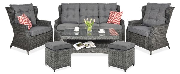 Zestaw technorattanowy TRIVENTO 3 + PUFY Dark Grey