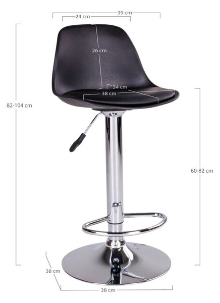 Czarne hokery obrotowe zestaw 2 szt. 82 cm Trondheim – House Nordic