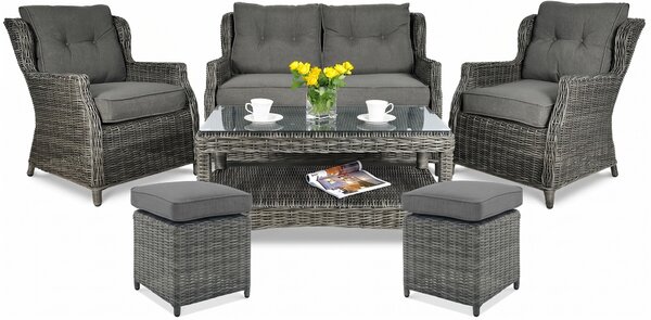 Meble z technorattanu TRIVENTO 2 + PUFY Dark Grey