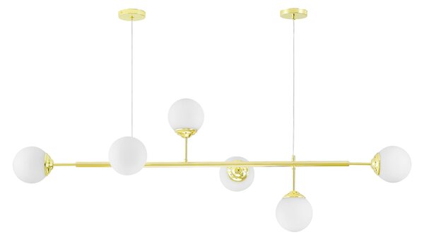 LAMPA WISZĄCA SUFITOWA NOWOCZESNA ZŁOTO KLASYCZNE BIAŁE KULE FINO 6 LED
