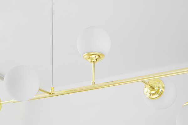 LAMPA WISZĄCA SUFITOWA NOWOCZESNA ZŁOTO KLASYCZNE BIAŁE KULE FINO 6 LED