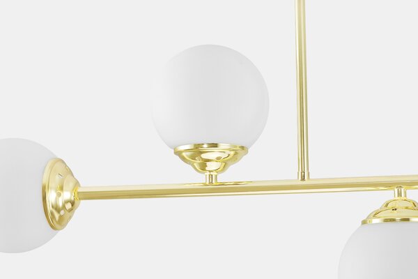 LAMPA WISZĄCA SUFITOWA PLAFON NOWOCZESNA ZŁOTO KLASYCZNE BIAŁE KULE FINO 4 LED