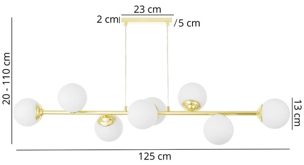 LAMPA WISZĄCA SUFITOWA ŻYRANDOL NOWOCZESNA ZŁOTO KLASYCZNE BIAŁE KULE FINO 8 LED