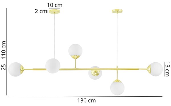 LAMPA WISZĄCA SUFITOWA NOWOCZESNA ZŁOTO KLASYCZNE BIAŁE KULE FINO 6 LED