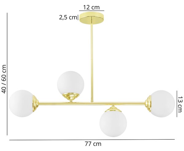 LAMPA WISZĄCA SUFITOWA PLAFON NOWOCZESNA ZŁOTO KLASYCZNE BIAŁE KULE FINO 4 LED