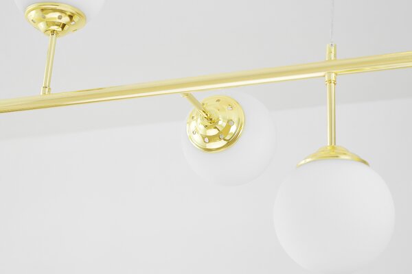 LAMPA WISZĄCA SUFITOWA NOWOCZESNA ZŁOTO KLASYCZNE BIAŁE KULE FINO 6 LED