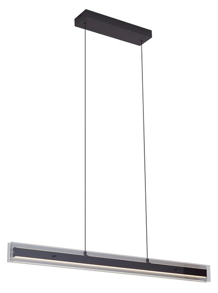 Nowoczesna lampa wisząca czarna ze szkłem dymnym z LED Easylift - Catch