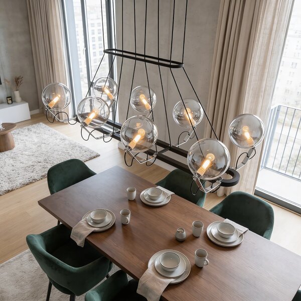 NOWOCZESNA LAMPA WISZĄCA CZARNA MARSEO PRO W8