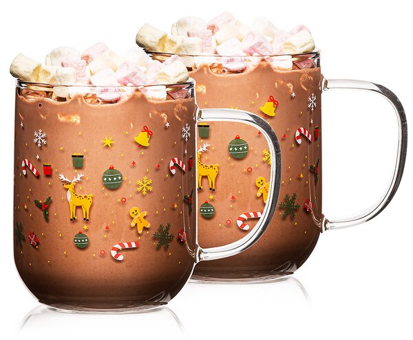4Home Kubek szklany Hot&Cool Christmas time 350 ml, 2 szt