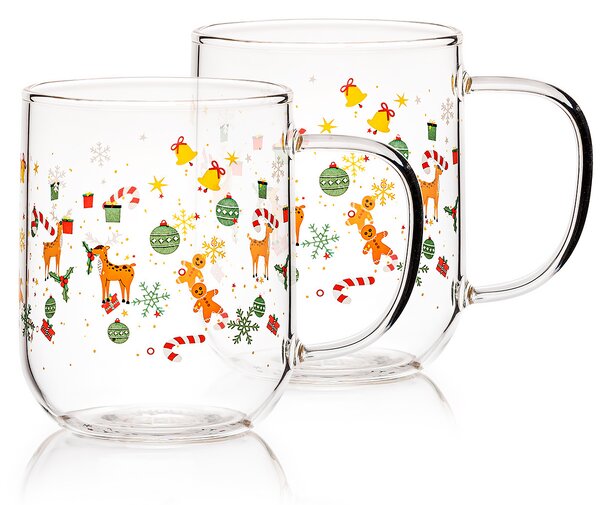 4Home Kubek szklany Hot&Cool Christmas time 350 ml, 2 szt