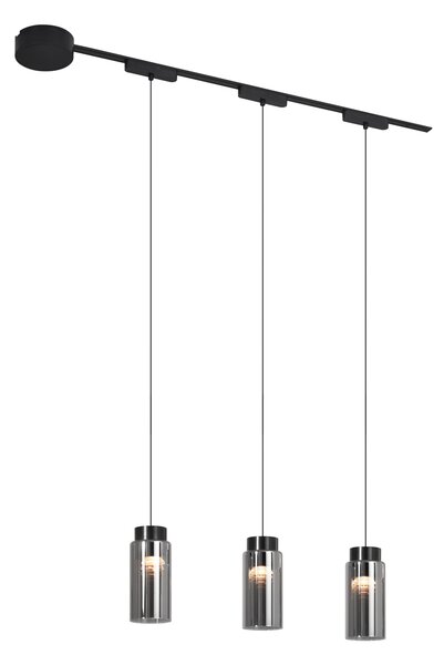 Nowoczesny system oświetlenia szynowego z 3 czarnymi lampami wiszącymi 1-fazowymi - Magnetic Vance