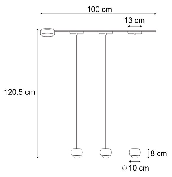 Nowoczesny system oświetlenia szynowego z 3 czarnymi lampami wiszącymi 1-fazowymi - Magnetic Lance