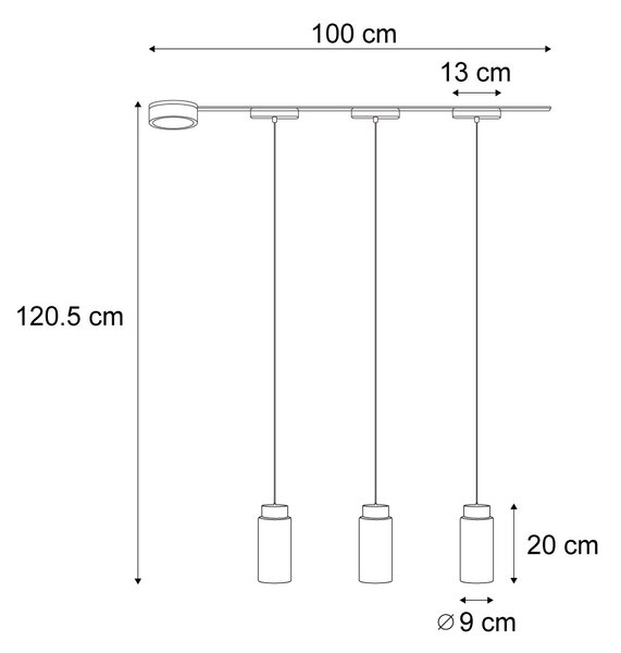 Nowoczesny system oświetlenia szynowego z 3 czarnymi lampami wiszącymi 1-fazowymi - Magnetic Vance