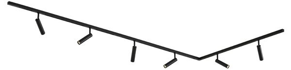 Nowoczesny system oświetlenia szynowego Slimline Uzzy z 6 czarnymi reflektorami jednofazowymi
